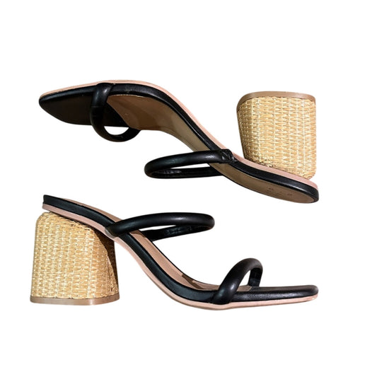 A new day black and tan strapy block heels size 7