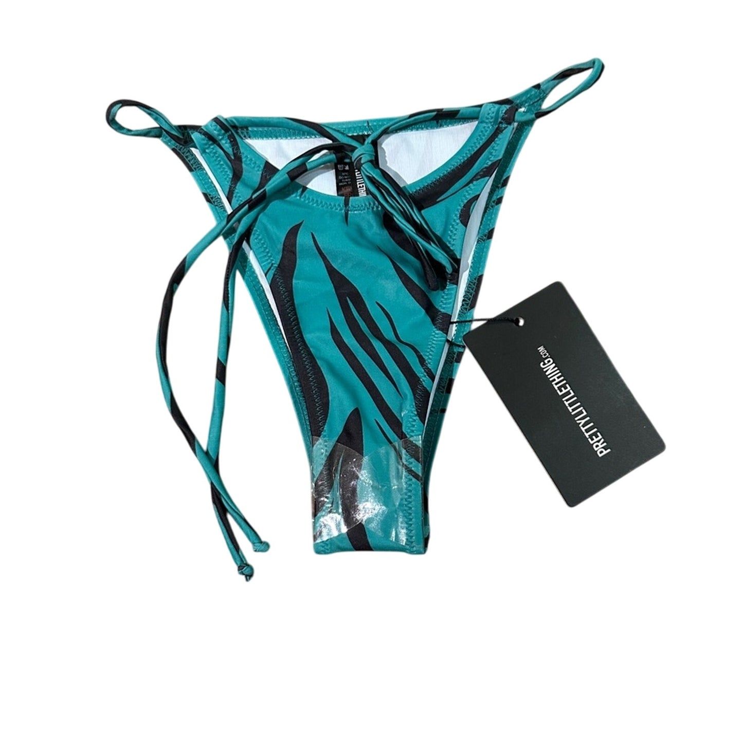 NWT Prettylittlething green and black zebra print bathing suit bottoms size 6