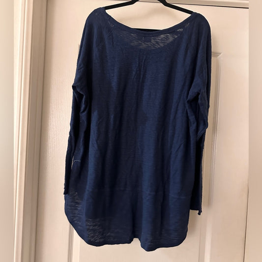 🍷Lucy & Laurel 100% cotton navy blue long sleeve tee size 2X