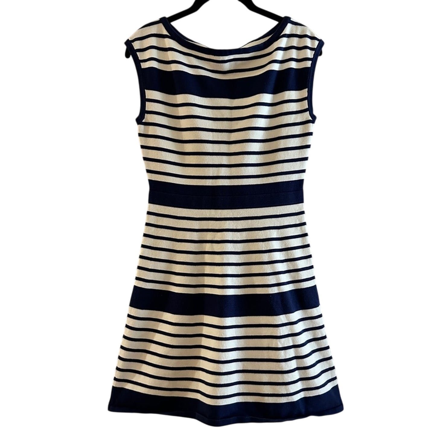 🍷Trina TRINA TURK navy and white striped knit mini dress size medium