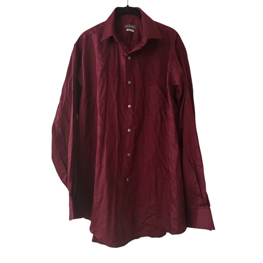 Van Heusen dark wine red button down dress shirt size large