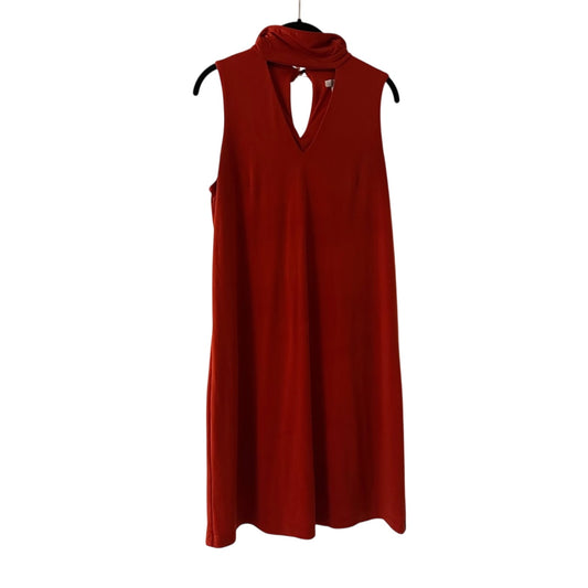 🍷London Times dark orange cut out turtle neck sleeveless dress size 10