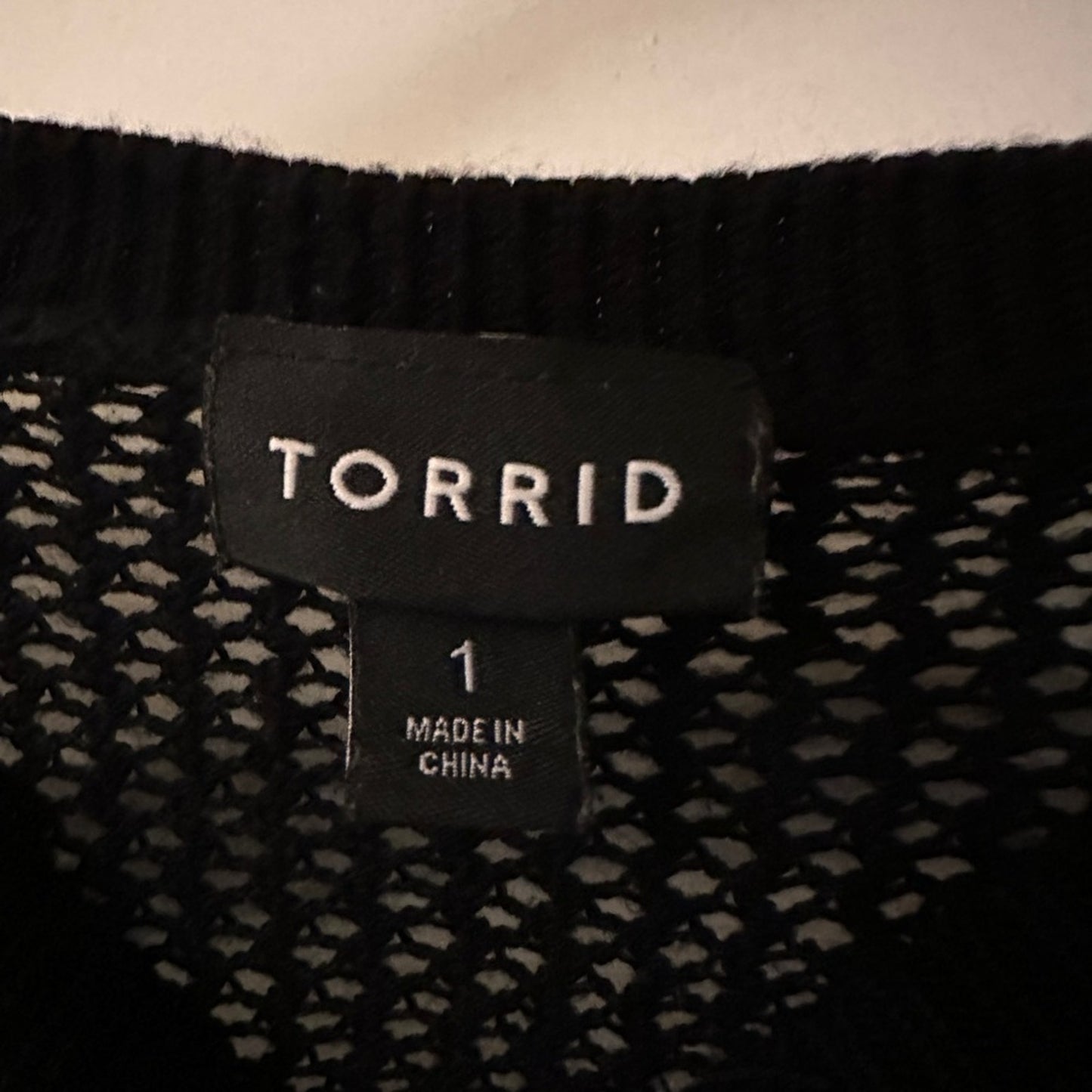 Torrid mesh overlay ribbed knit black top size 1