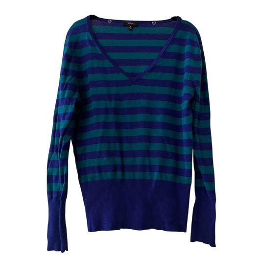 Cupio green and blue striped vneck sweater size medium