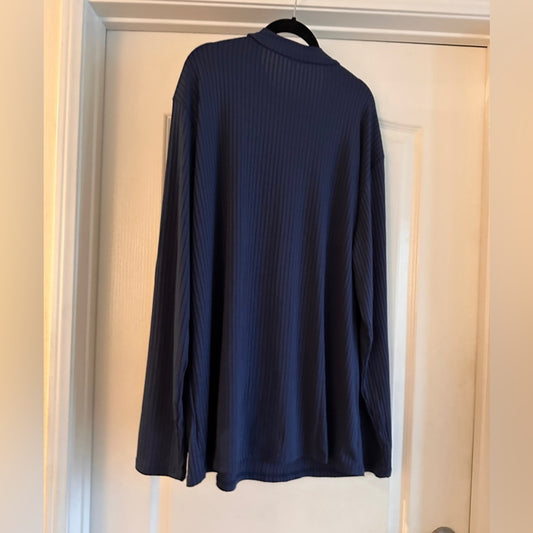 NWT Uni Clau navy blue ribbed mock neck tunic top size 3XL