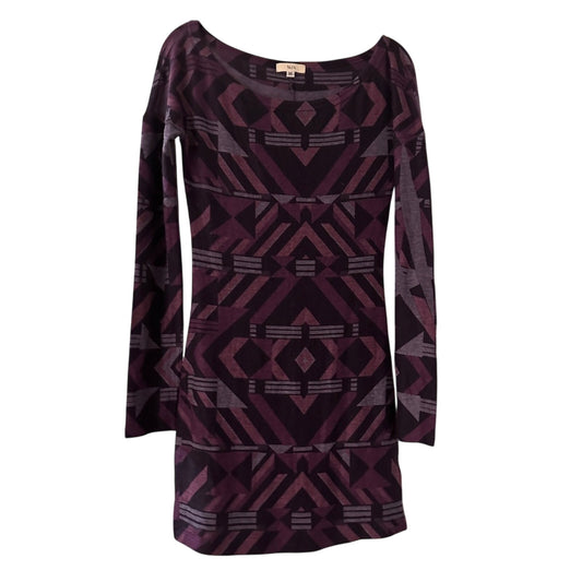 Vain purple can black geometric print bodycon dress size small