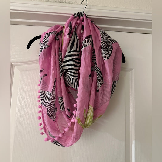 🍷Lulla collection by Bindia pink zebra printed infinity circle scarf