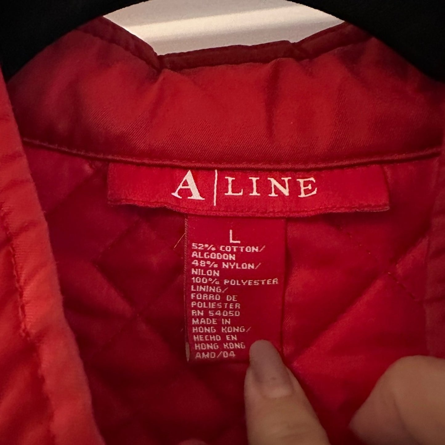 A Line Red quilted red vest size large