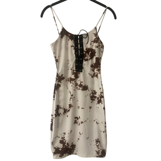 Attirance brown and white splatter print mini dress size small