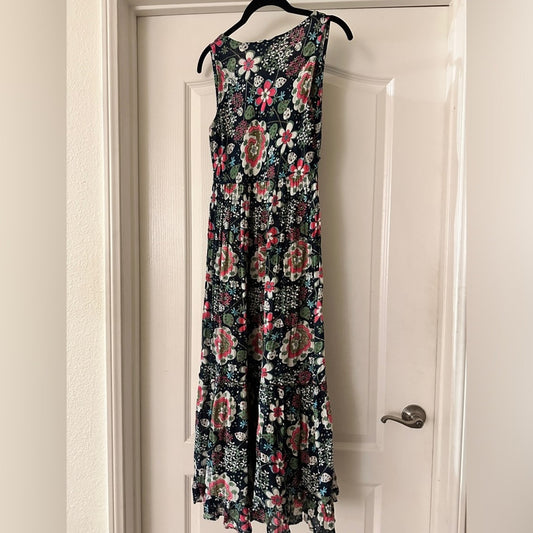 Dreadlocks vibrant floral print cotton gauze sleeveless maxi dress size small