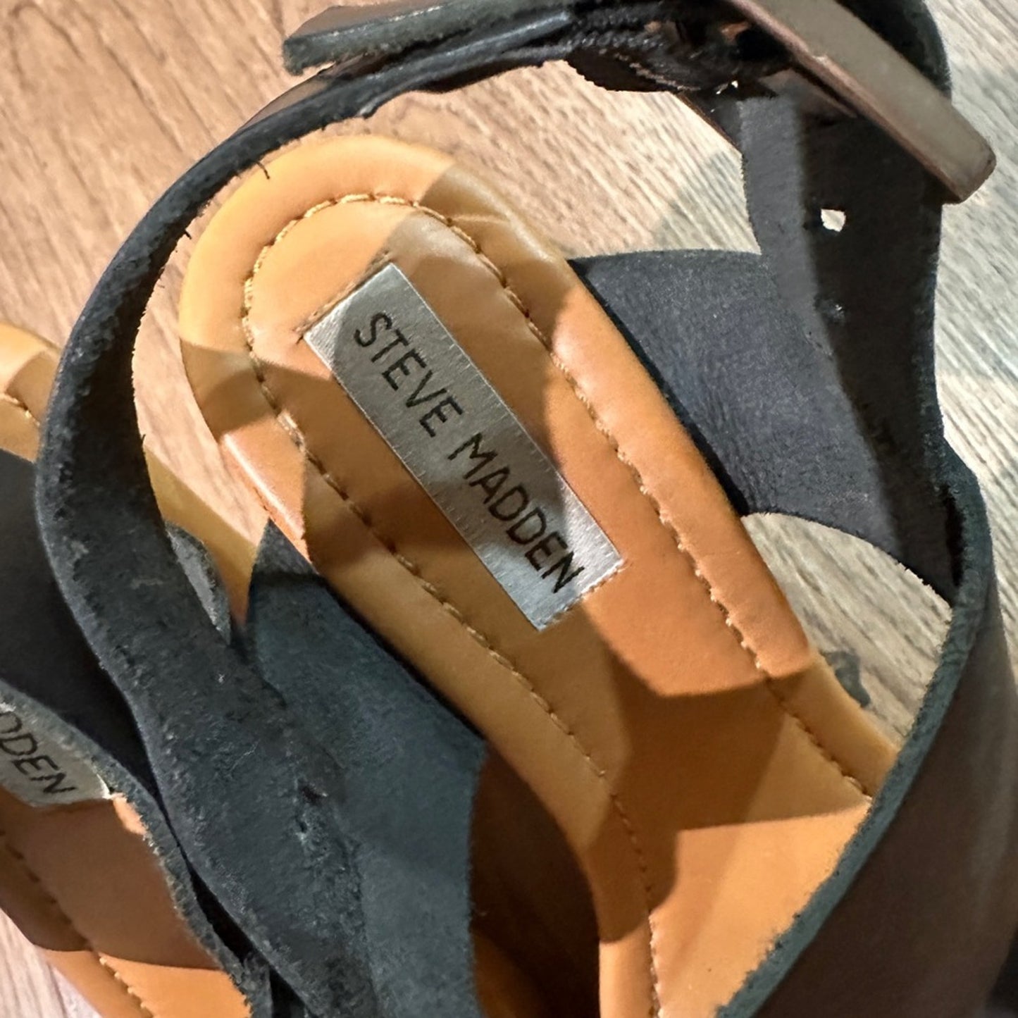 Steve Madden black and brown platform wedges size 8