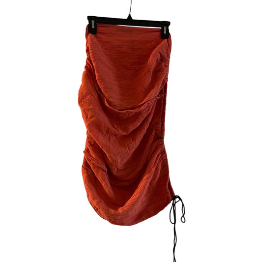 Prettylittlething orange 100% cotton gauze cut out midi skirt size 8