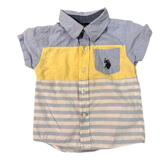 US polo Assn button down color block and striped shirt size 18m