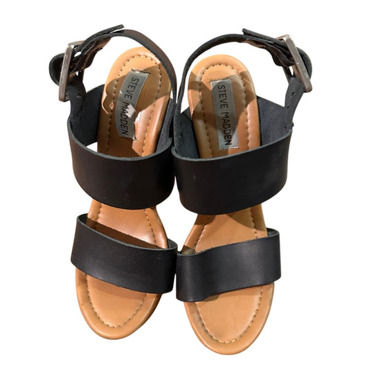 Steve Madden black and brown platform wedges size 8