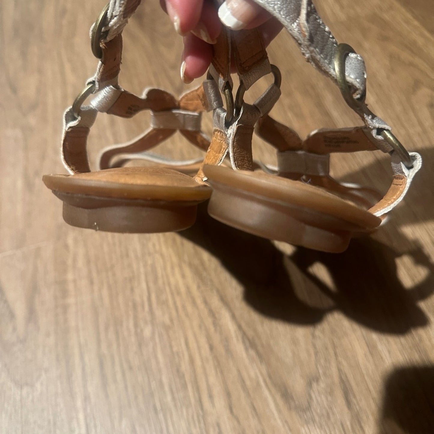 🍷Born silver and brown leather sandals size 7