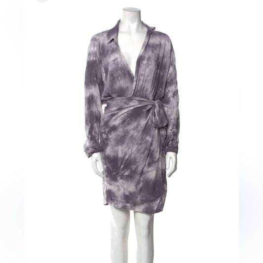 Young fabulous and broke grey tie dye the “raine” wrap dress size large