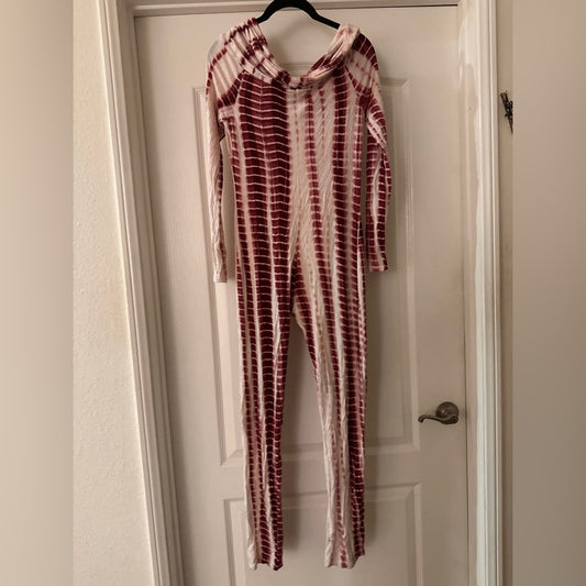 Fashion Love off the shoulder maroon tie dye one piece size 1X