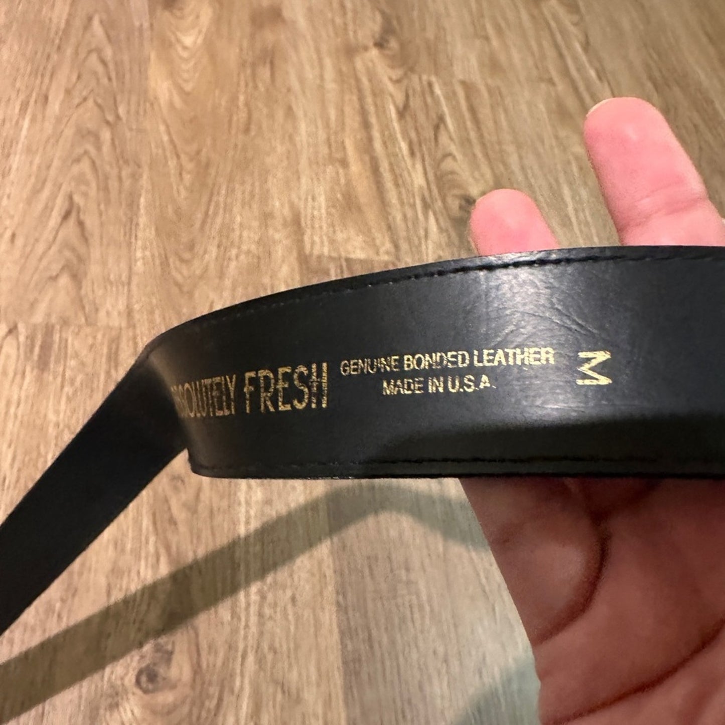 Absolutely fresh vintage velvet and leather bonded belt with pearl buckle medium