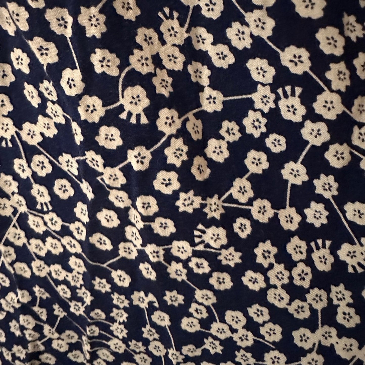 Blue and white micro floral print elastic waist sundress size small