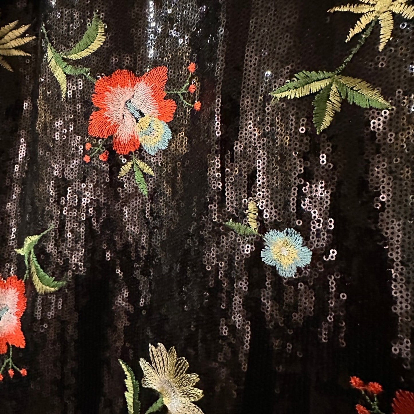 Zara black sequin floral embroidered mini dress size medium