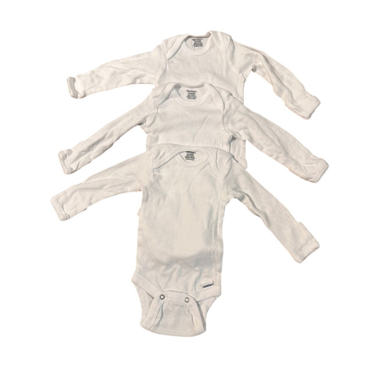 Gerber Set of 3 long sleeve white onesies 0-3 months