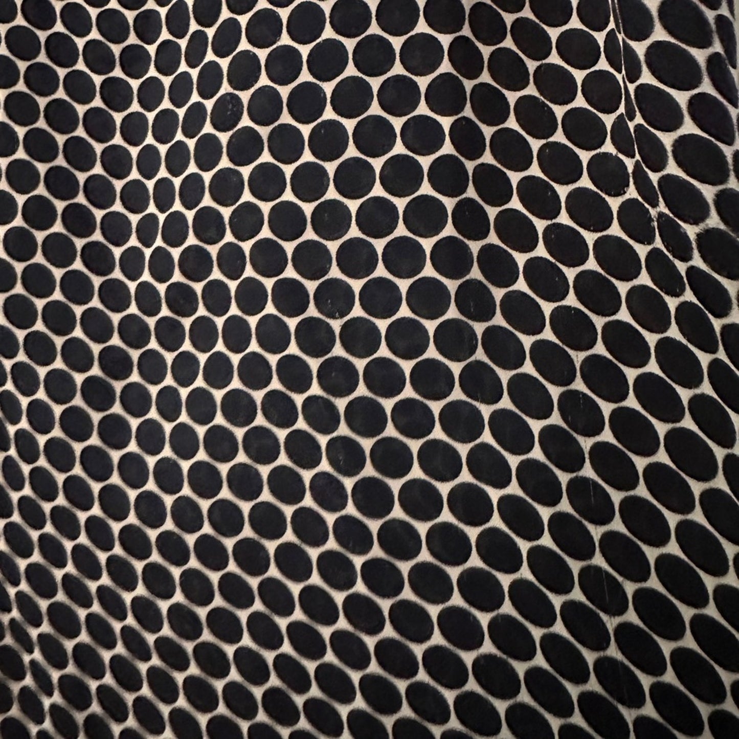 AK Anne Klein navy blue and white polkadot button up shirt size 8