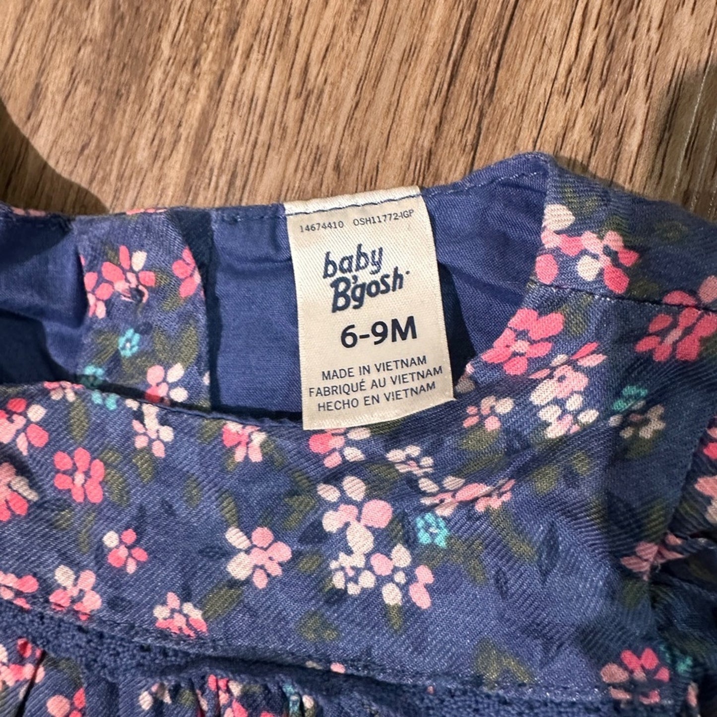 Baby B’gosh blue and pink floral dress size 6-9months