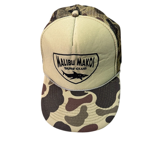Malibu Makoi surf club green camo trucker hat