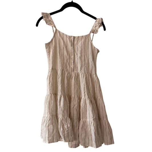 Mayoral cream and brown striped linen blend dress size 12