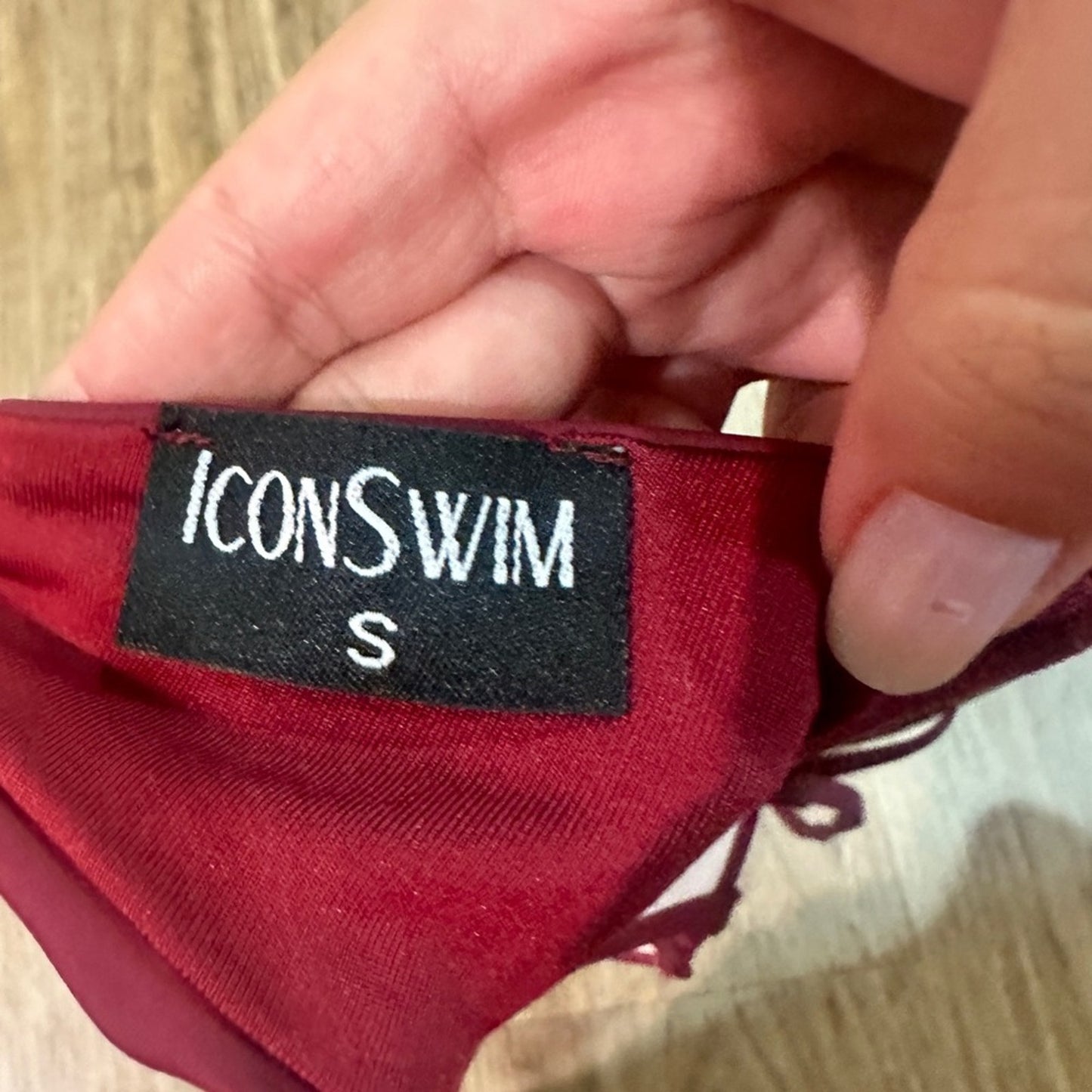 Icon swim dark red padded bikini halter top size small