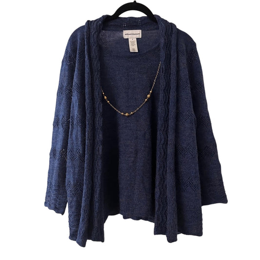 Alfred Dunner blue knit wool blend stylish sweater size medium