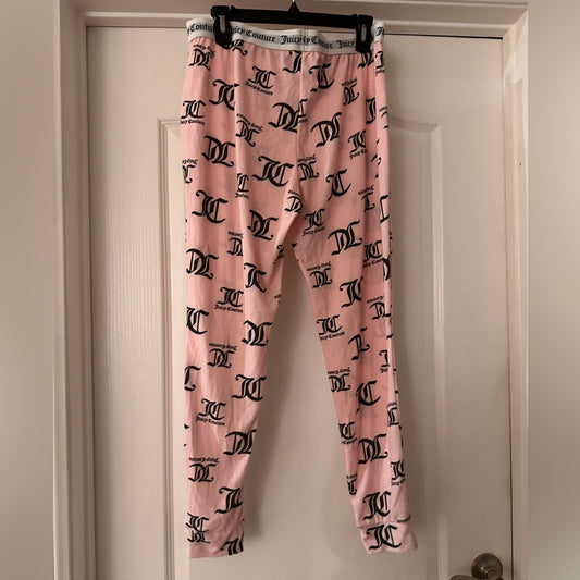 Juicy Couture print pink and black pajama pants size large