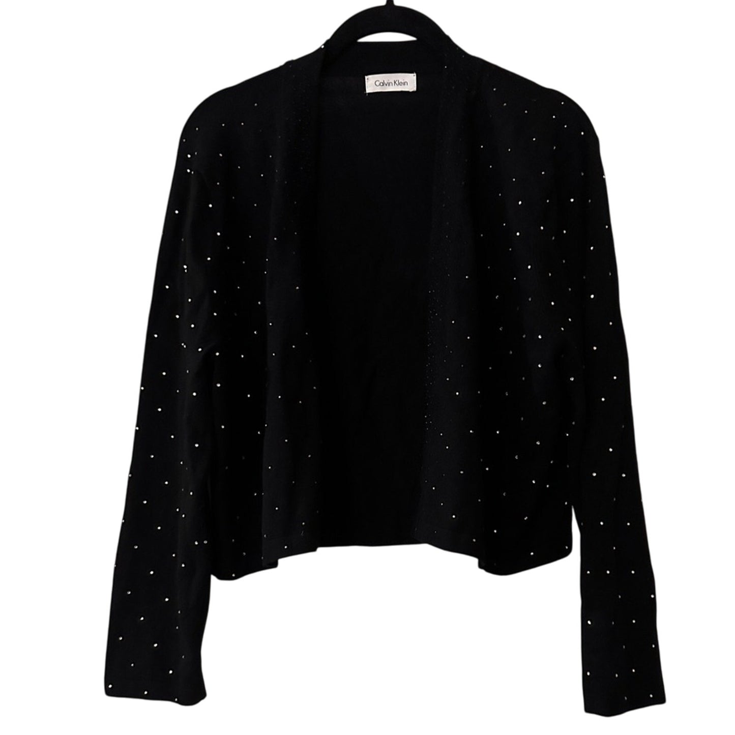 Calvin Klein black knit rhinestone cardigan