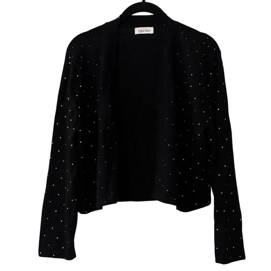 Calvin Klein black knit rhinestone cardigan
