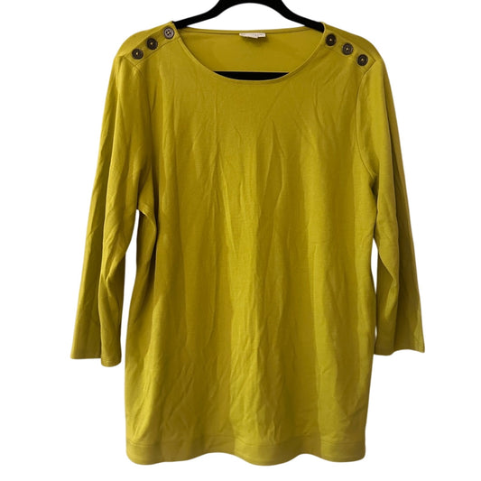 🍷J.Jill lime green boat neck tee with button details size large
