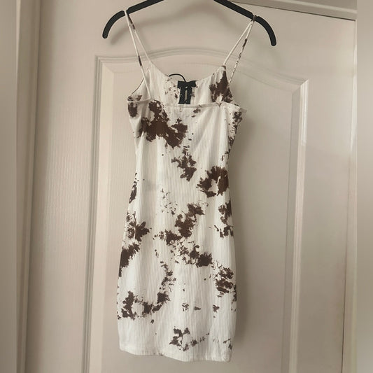 Attirance brown and white splatter print mini dress size small