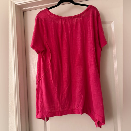 🍷Saint Tropez West bright pink ss tee shirt size 2X