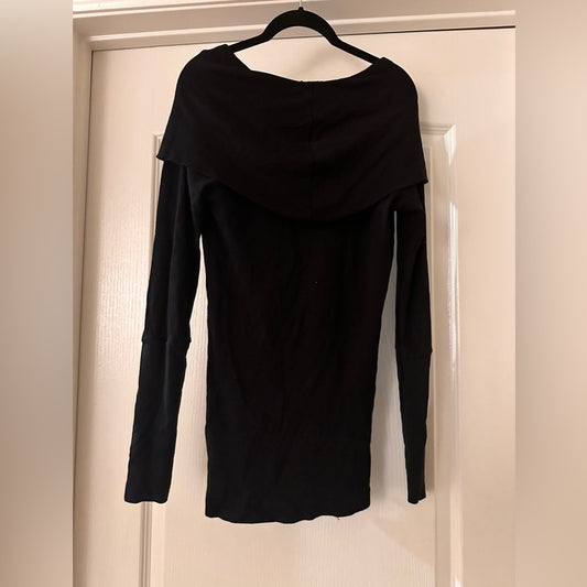 🍷Splendid Black waffle knit Y2K style off the shoulder top size large