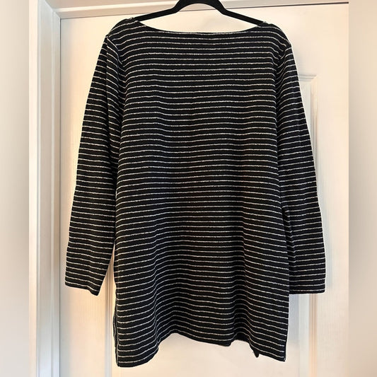 🍷J.Jill navy and white striped micro terry tunic top size XL