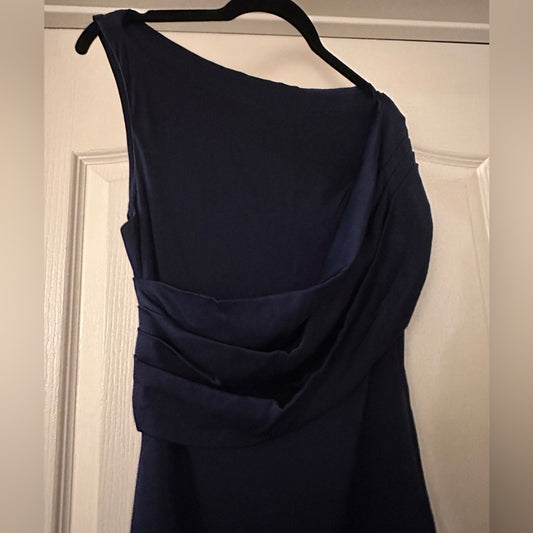 🍷RARE Leon Max gorgeous cobalt blue draped silk dress size 8