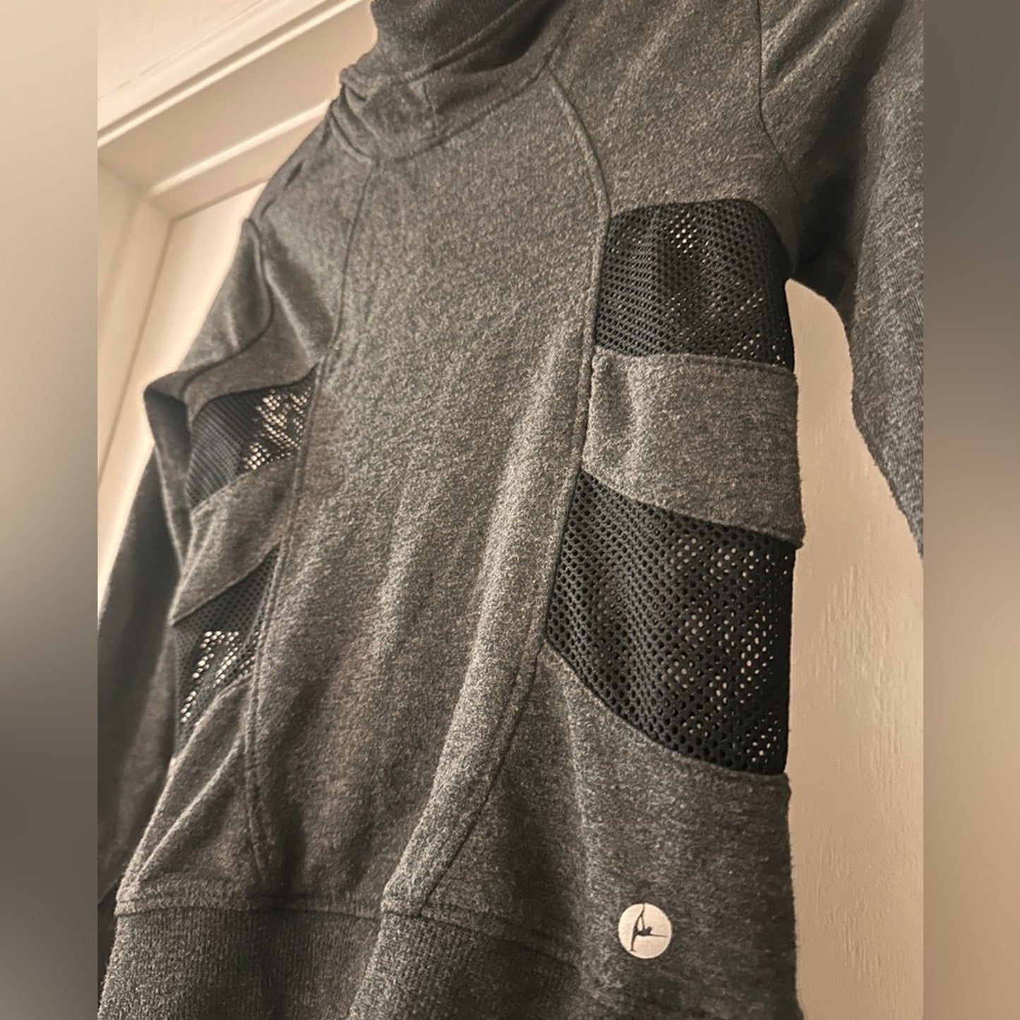 90 degrees dark grey mesh cut out hoodie size 7/8